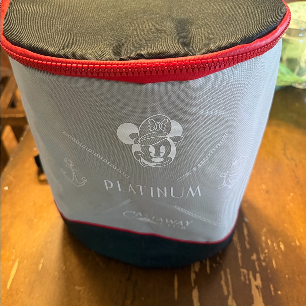 Platinum Minnie Mouse Gray Travel Pouch with Red Trim
